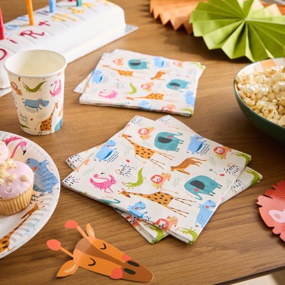 View Pack Of 20 Animal Paper Napkins View Pack Of 20 Animal Paper Napkins