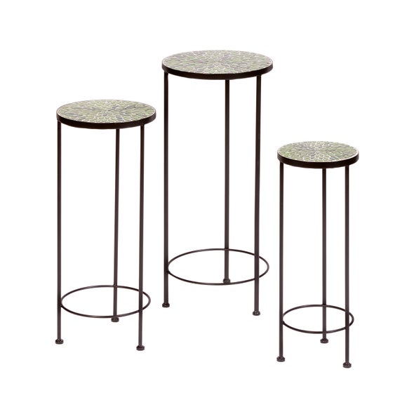 Set of 3 Leaf Tile Plant Stands