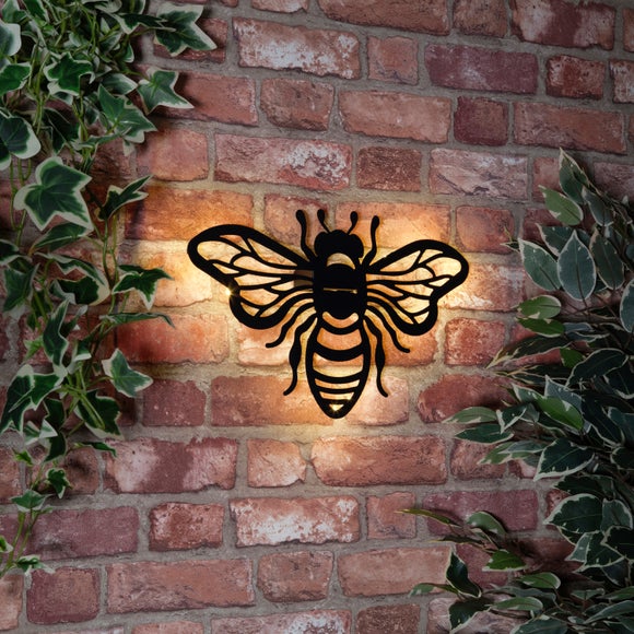 Metal Bee Solar Wall Art
