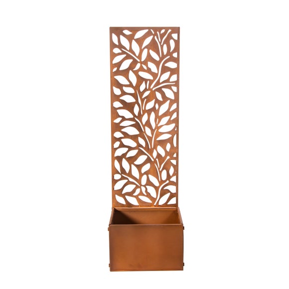 Patina Screen Planter with Leaf Design