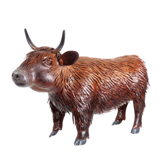 Standing Metal Highland Cow Garden Ornament