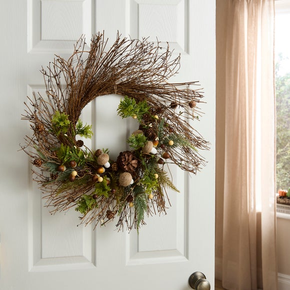 Artificial Mushroom & Acorn Starburst Wreath