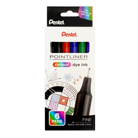 Pentel Set of 6 Fineliner Pens