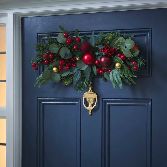 Artificial Red Bauble Door Swag