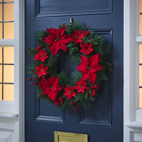 Artificial Full Poinsettia Wreath