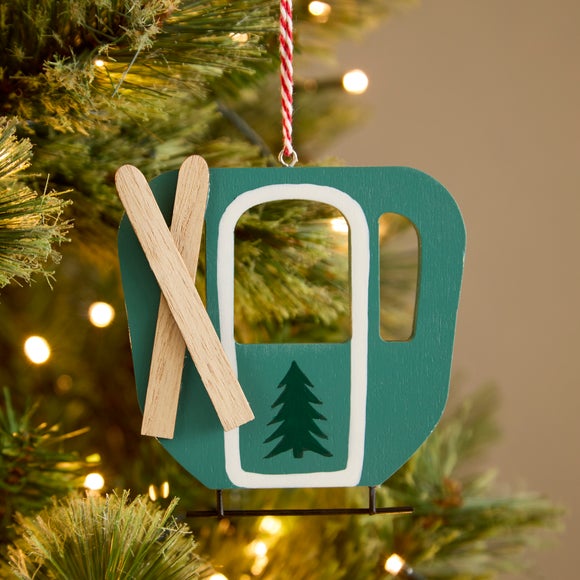 Wooden Ski Lift Hanging Decoration
