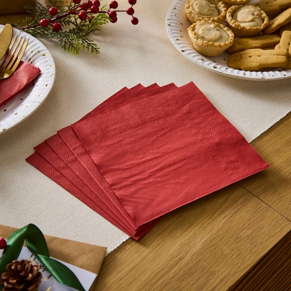 Pack of 20 Red Paper Napkins