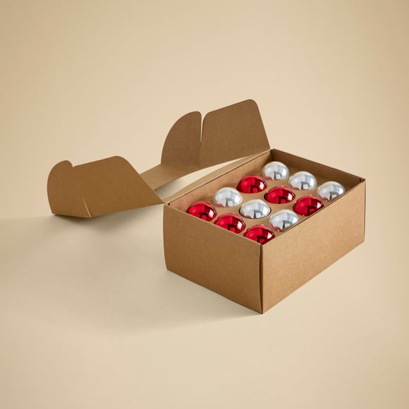 View Pack Of 24 Red And White Shatterproof Baubles View Pack Of 24 Red And White Shatterproof Baubles