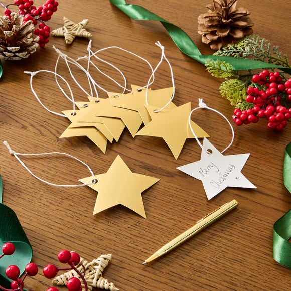 Pack of 8 Star-Shaped Gold Foil Gift Tags