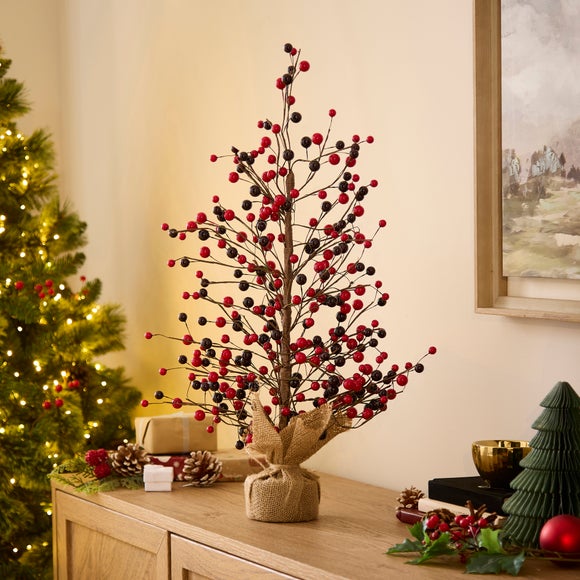 2ft Artificial Red & Burgundy Berry Tree