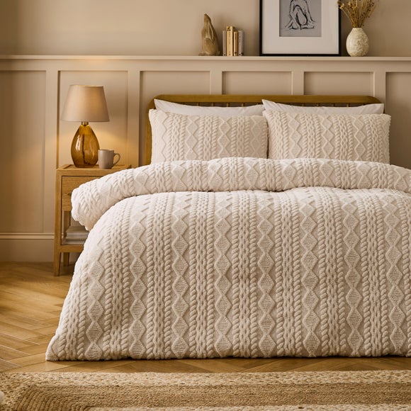 Cable Fleece Duvet Cover and Pillowcase Set