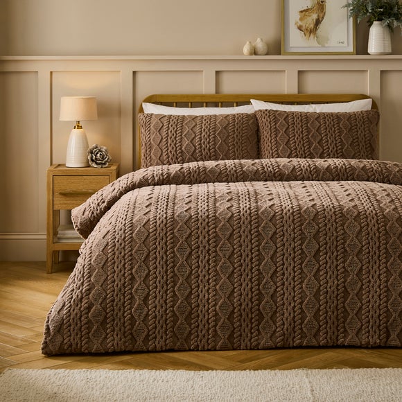 Cable Fleece Duvet Cover and Pillowcase Set