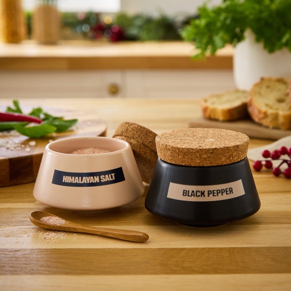 View Himalayan Salt & Black Pepper Pinch Pots Gift Set View Himalayan Salt & Black Pepper Pinch Pots Gift Set