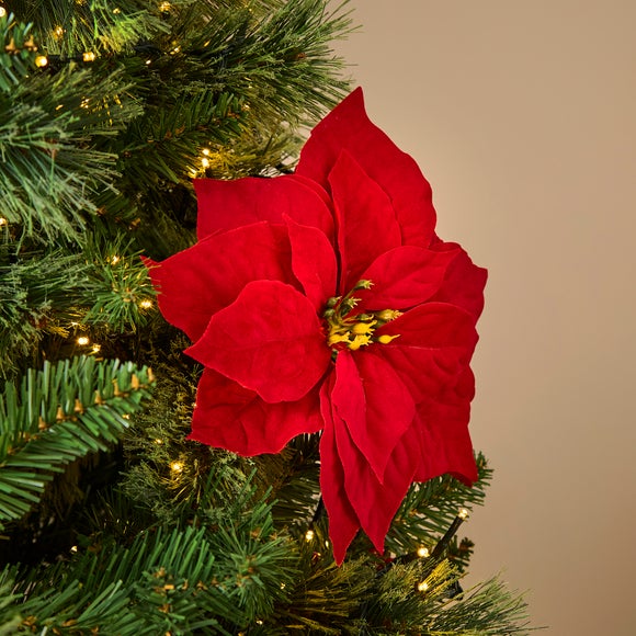 Large Red Velvet Poinsettia Clip Decoration