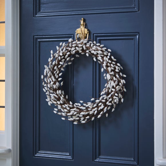 Artificial White Bunny Tail Wreath