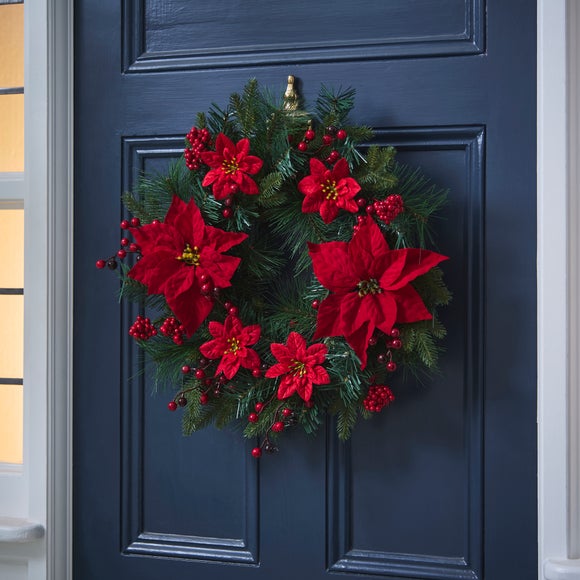 Artificial Poinsettia Wreath
