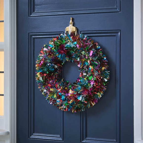 Artificial Multicoloured Tinsel Wreath