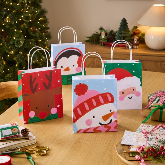 Pack of 4 Christmas Characters Paper Gift Bags