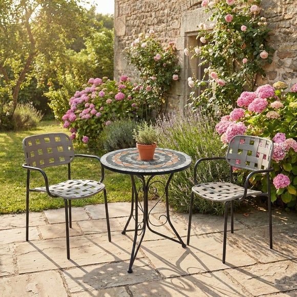 Newark Bistro Table with 2 Karin Armchairs