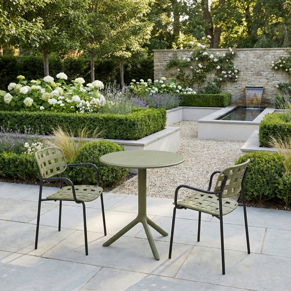 Bergen Round Bistro Table with 2 Karin Armchairs