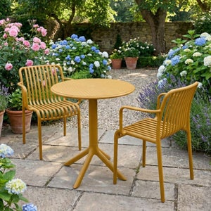 Bergen Round Bistro Table With 2 Alma Armchairs