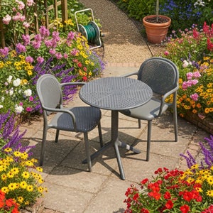 Bergen Round Bistro Table With 2 Stina Armchairs