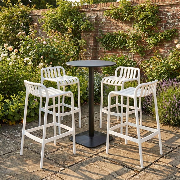 Emil Round Bar Table with 4 Elsa Barstools