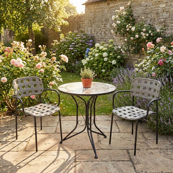 Edmond Bistro Table with 2 Karin Armchairs