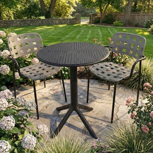 Bergen Round Bistro Table With 2 Karin Armchairs