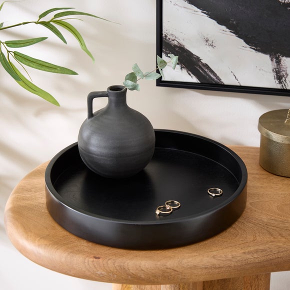 View Black Mango Wood Round Tray View Black Mango Wood Round Tray