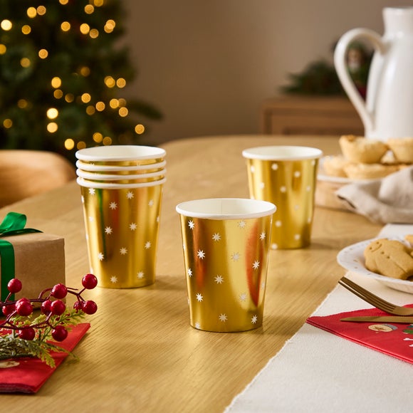 Pack of 6 Gold Star Paper Cups