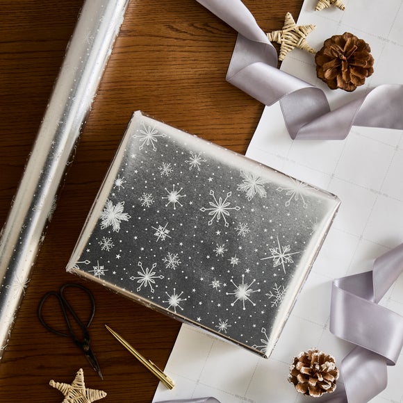 12m Snowflake Silver Foil Wrapping Paper