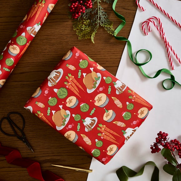 12m Christmas Food Wrapping Paper