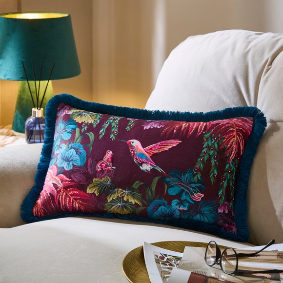 Bright Rainbow Birds Rectangle Cushion