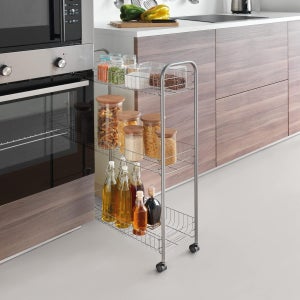 Metaltex Slim Deluxe 3 Tier Trolley With Wheels