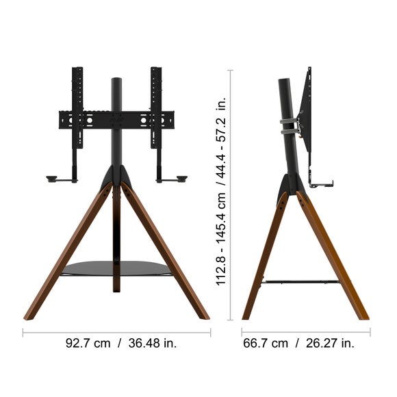 Dimensions diagram of AVF Hoxton tripod TV stand with measurements