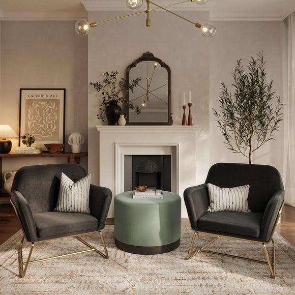 Return - Charles Metal Leg Velvet Occasional Chair