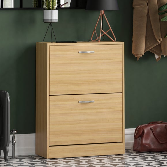 Return - Vida Designs 2 Tier Pine Effect Shoe Cabinet