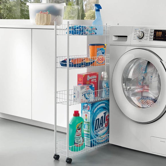 Metaltex Fino 4 Tier ExtraSlim Trolley with Wheels