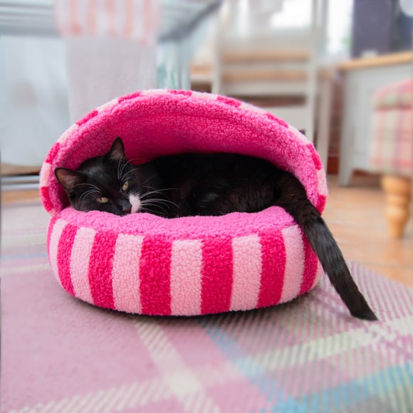 Rosewood Pink Striped Cosy Cat Cave