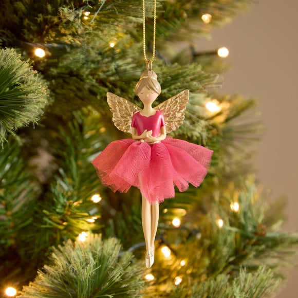 Pink Dress Fairy with Gold Wings Ornament