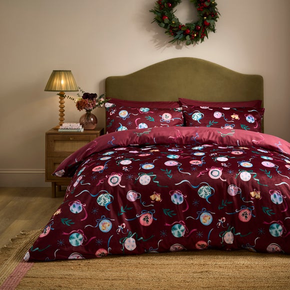 Baubles Velour Duvet Cover & Pillowcase Set