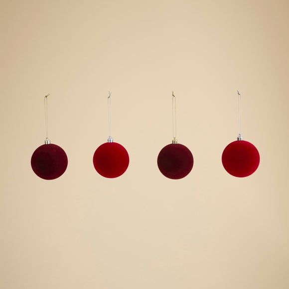 Photo 3 of Pack Of 4 Flocked Baubles Photo 3 of Pack Of 4 Flocked Baubles
