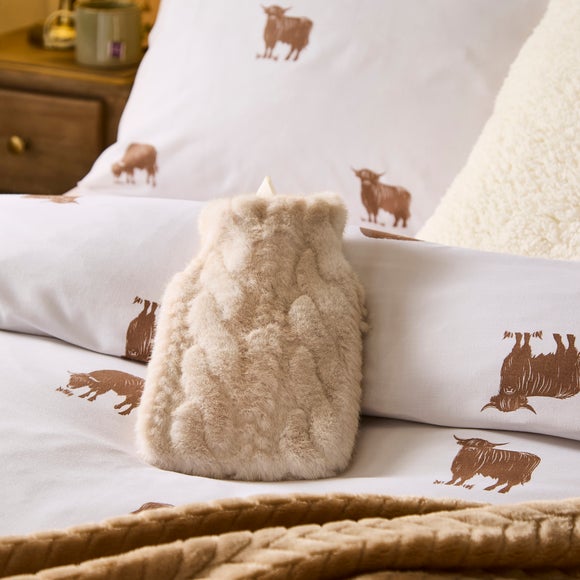 Cable Faux Fur Mini Hot Water Bottle