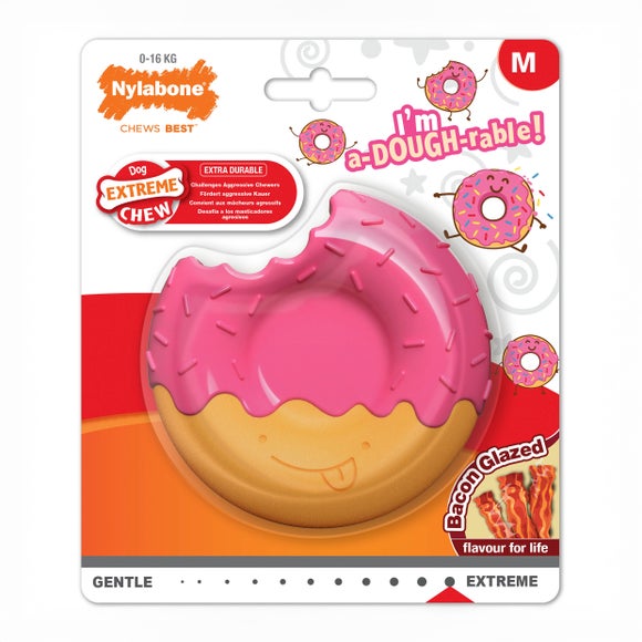 Nylabone Bacon Glazed Extreme Donut Dog Chew
