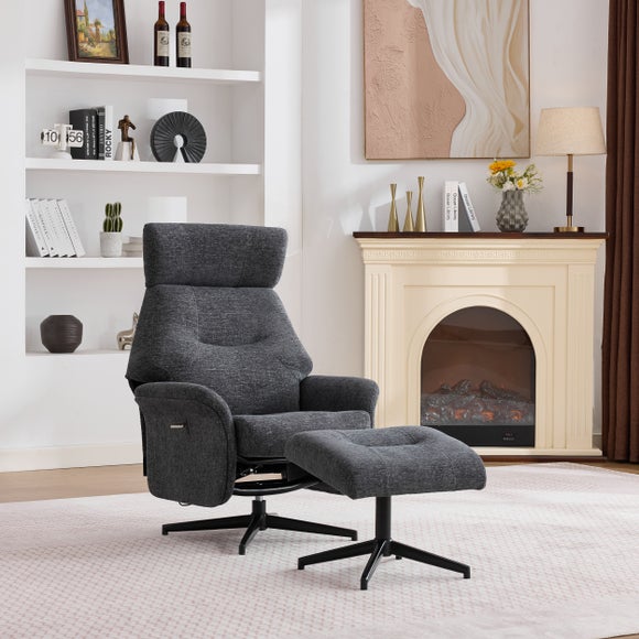 Turiff Manual Recline Swivel Chair and Footstool