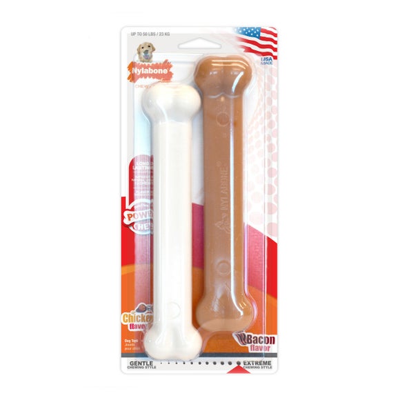 Nylabone Pack of 2 Bacon and Chicken Extreme Dog Bones