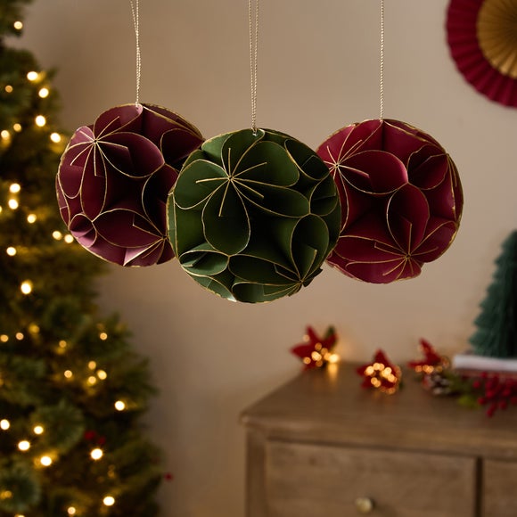 View Set Of 3 Hanging 15cm Paper Flower Balls View Set Of 3 Hanging 15cm Paper Flower Balls