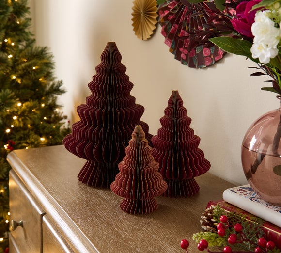 View Set Of 3 Red Tabletop Paper Trees View Set Of 3 Red Tabletop Paper Trees