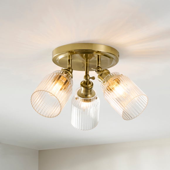 Tobias Industrial Ribbed 3 Light Adjustable Semi Flush Spotlight